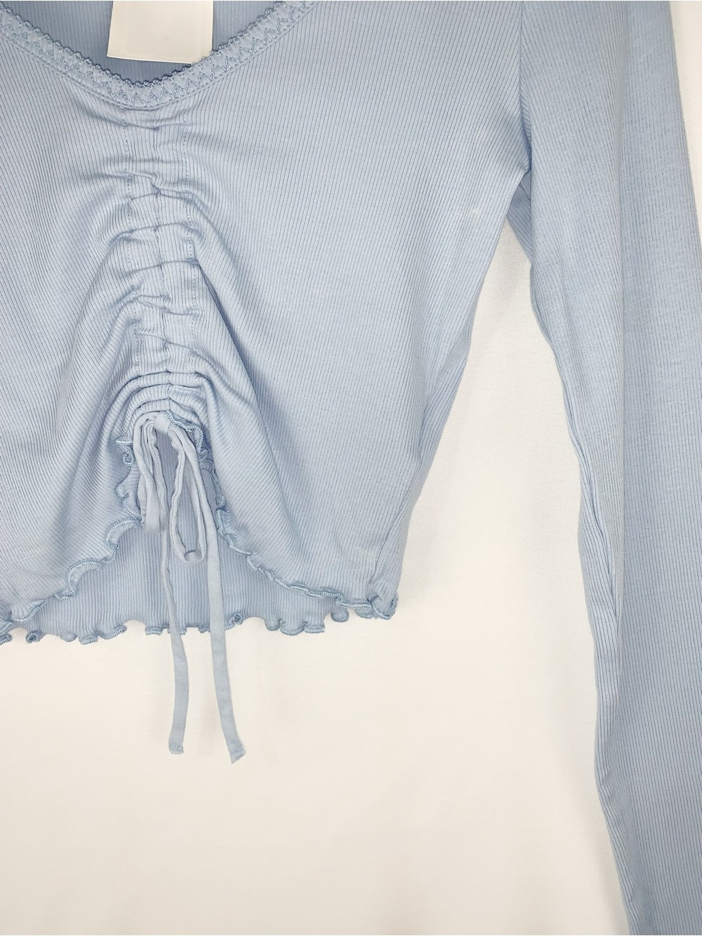 NWT H&M Ruched Front Ribbed Top in Blue - Picture 2 of 7